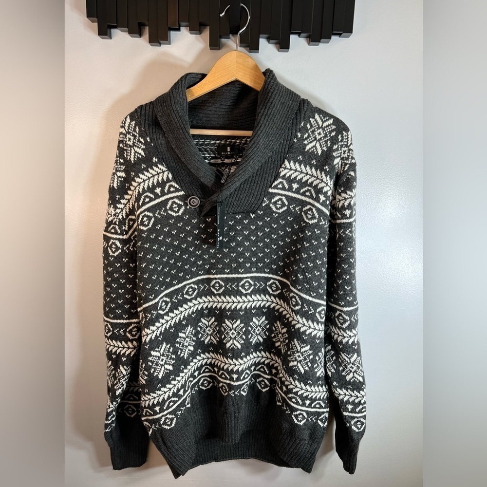 BILL Blass Wool Blend Shawl Neck Sweater Size Large NWT